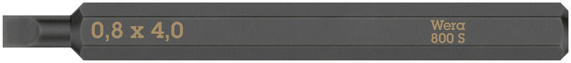 Wera 05018140001 800 S Slotted bits for impact screwdrivers, 0.8 x 4 x 70 mm