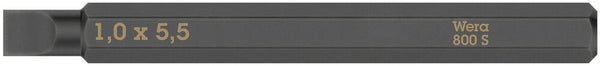 Wera 05018141001 800 S Slotted bits for impact screwdrivers, 1 x 5.5 x 70 mm