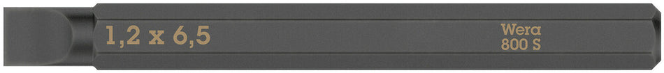 Wera 05018142001 800 S Slotted bits for impact screwdrivers, 1.2 x 6.5 x 70 mm