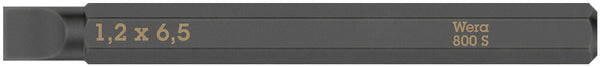 Wera 05018142001 800 S Slotted bits for impact screwdrivers, 1.2 x 6.5 x 70 mm