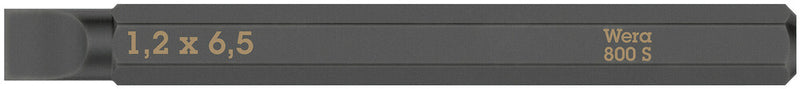 Wera 05018142001 800 S Slotted bits for impact screwdrivers, 1.2 x 6.5 x 70 mm