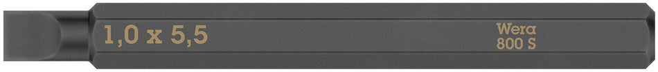 Wera 05018142001 800 S Slotted bits for impact screwdrivers, 1.2 x 6.5 x 70 mm