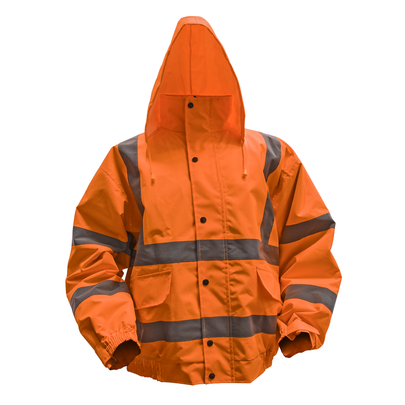Sealey 802XLO Hi-Vis Orange Jacket with Quilted Lining & Elasticated Waist - X-Large