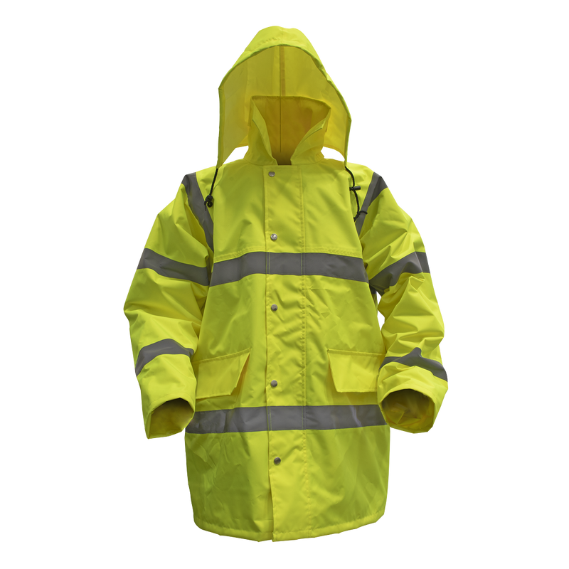 Sealey 806L Hi-Vis Yellow Motorway Jacket with Quilted Lining - Large