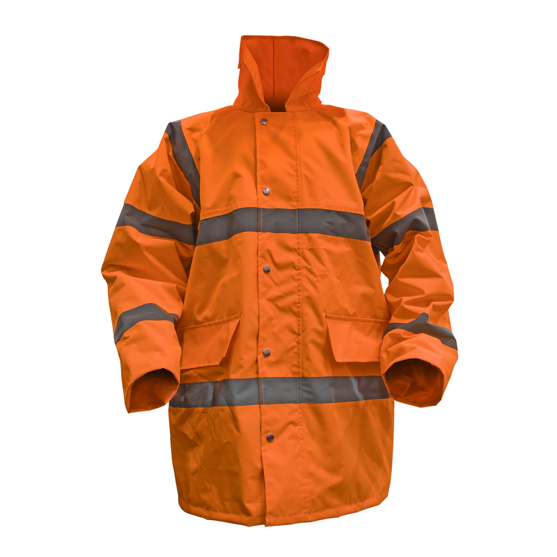 Sealey 806XXLO Hi-Vis Orange Motorway Jacket with Quilted Lining - XX-Large