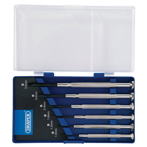 Draper 80797 Precision Screwdriver Set, 6 x Plain Slot (6 Piece)