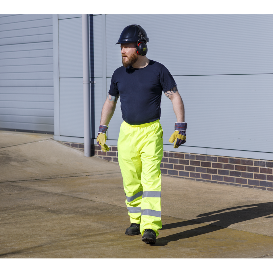 Sealey 807L Hi-Vis Yellow Waterproof Trousers - Large