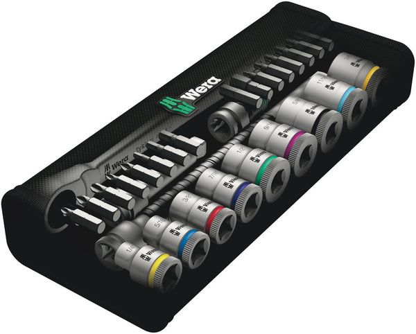 Wera 05004050001 8100 SB 10 Zyklop Metal Ratchet Set with push-through square, 3/8" drive, imperial, 29 pieces