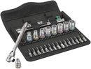 Wera 05004021001 8100 SA 11 Zyklop Metal Ratchet Set with switch lever, 1/4" drive, imperial, 28 pieces