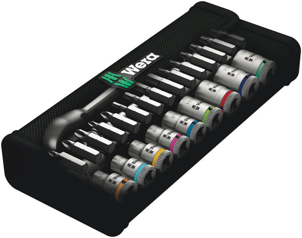 Wera 05004021001 8100 SA 11 Zyklop Metal Ratchet Set with switch lever, 1/4" drive, imperial, 28 pieces