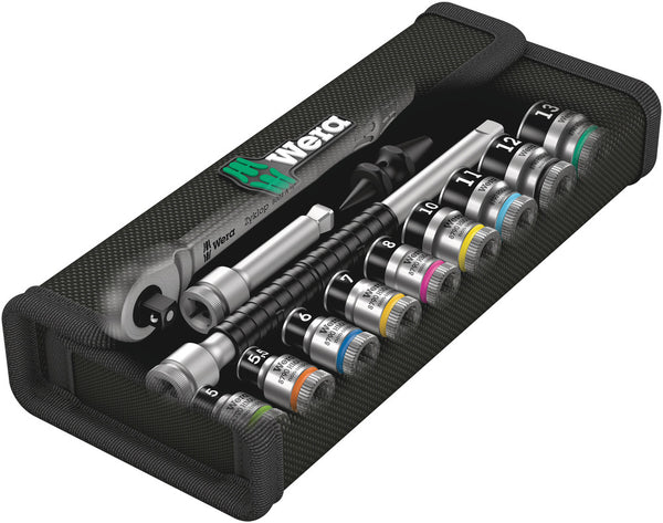 Wera 05003756001 8100 SA 12 HF Zyklop Metal Ratchet Set with switch lever, 1/4" drive, metric, 13 pieces