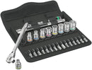 Wera 05004018001 8100 SA 8 Zyklop Metal Ratchet Set with switch lever, 1/4" drive, metric, 28 pieces