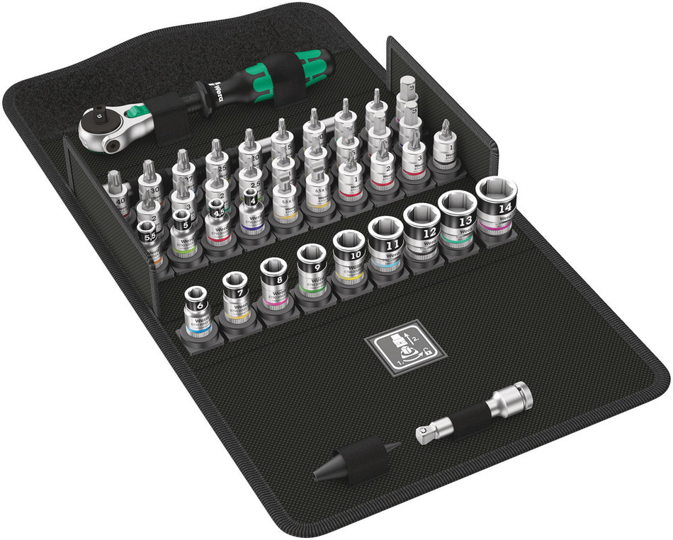 Wera 05003755001 8100 SA All-in Zyklop Speed Ratchet Set, 1/4" drive, with holding function, metric, 42 pieces