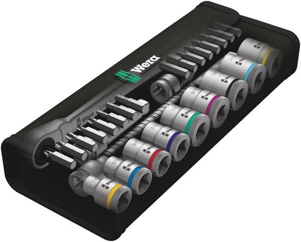 Wera 05004051001 8100 SB 11 Zyklop Metal Ratchet Set with switch lever, 3/8" drive, imperial, 29 pieces