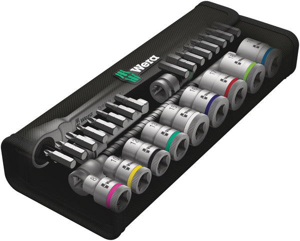 Wera 05004047001 8100 SB 7 Zyklop Metal Ratchet Set with push-through square, 3/8" drive, metric, 29 pieces