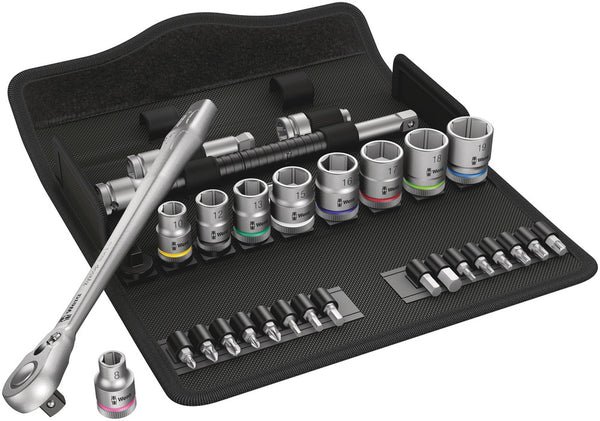 Wera 05004048001 8100 SB 8 Zyklop Metal Ratchet Set with switch lever, 3/8" drive, metric, 29 pieces