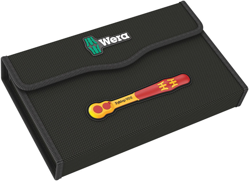 Wera 05004970001 8100 SB VDE 1 Zyklop Ratchet set, insulated, switch lever, 3/8" drive, metric, 17 pieces