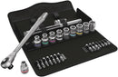Wera 05004080001 8100 SC 10 Zyklop Metal Ratchet Set with push-through square, 1/2" drive, imperial, 28 pieces