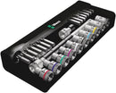 Wera 05004081001 8100 SC 11 Zyklop Metal Ratchet Set with switch lever, 1/2" drive, imperial, 28 pieces
