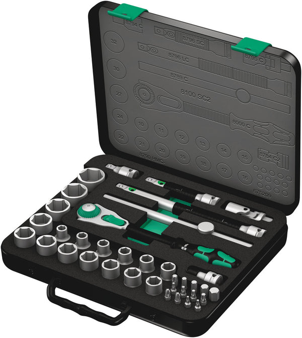 Wera 050036450018100 SC 2 Zyklop Speed Ratchet Set, 1/2" drive, metric, 37 pieces