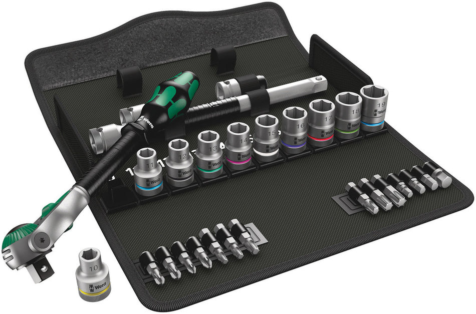 Wera 05004076001 8100 SC 6 Zyklop Speed Ratchet Set, 1/2" drive, metric, 28 pieces