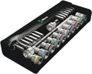 Wera 05004078001 8100 SC 8 Zyklop Metal Ratchet Set with switch lever, 1/2" drive, metric, 28 pieces