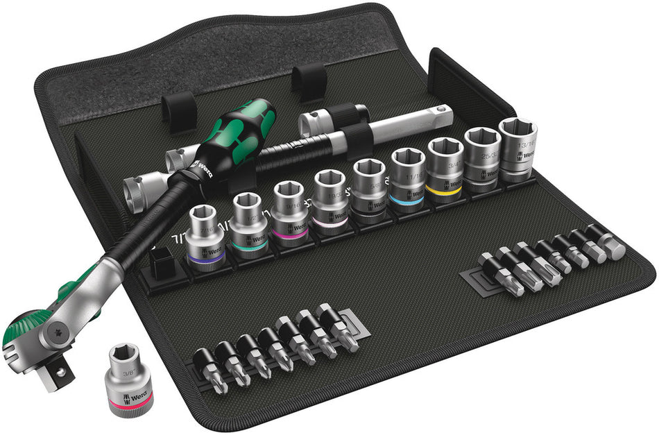 Wera 05004079001 8100 SC 9 Zyklop Speed Ratchet Set, 1/2" drive, imperial, 28 pieces