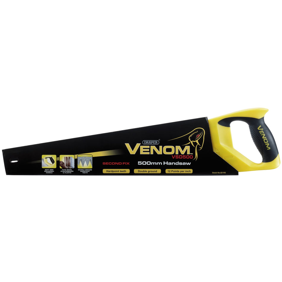 Draper 82195 Draper Venom® Second Fix Double Ground Handsaw, 500mm, 11tpi/12ppi