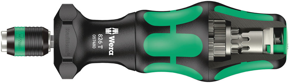 Wera 05057480001 826 T Kraftform Turbo bit-holding screwdriver handle with Rapidaptor quick-release chuck, 1/4" x 146 mm