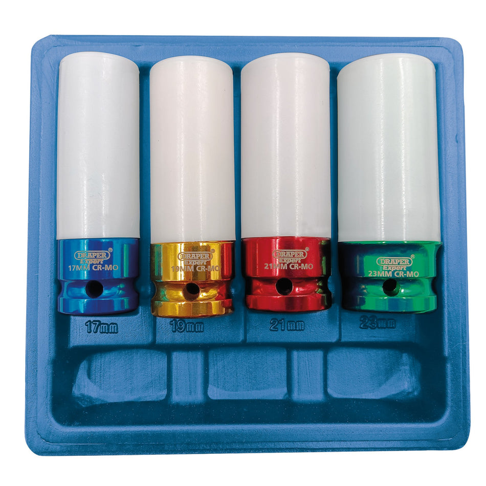 Draper 82972 Wheel Nut Socket for Alloy Wheels, 1/2" Sq. Dr. (4 Piece)