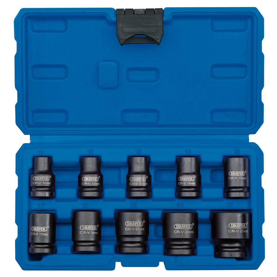 Draper 83092 Metric Impact Socket Set, 1/2" Sq. Dr. (10 Piece)