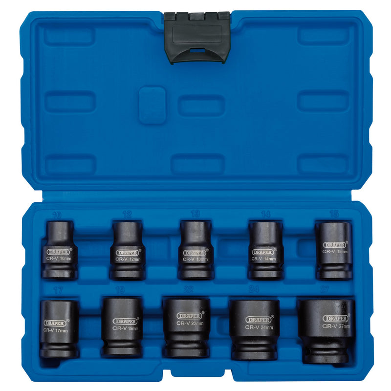 Draper 83092 Metric Impact Socket Set, 1/2" Sq. Dr. (10 Piece)