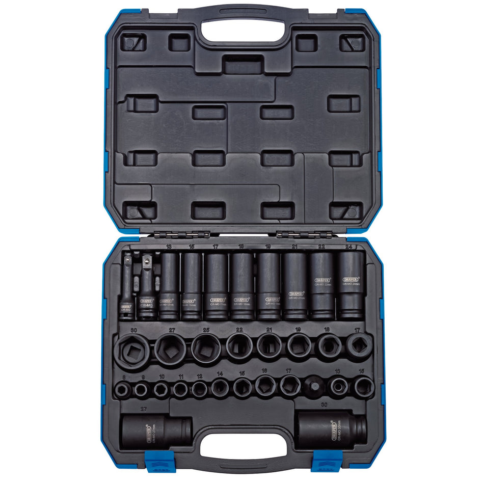 Draper 83098 Draper Impact Socket Set, 3/8" & 1/2" Sq. Dr. (32 Piece)