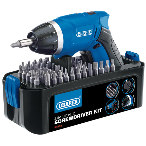 Draper 83568 3.6V Cordless Li-ion Screwdriver Kit