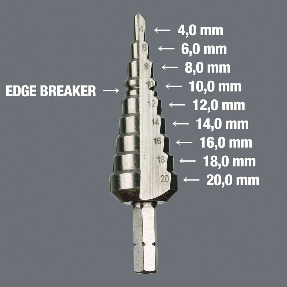 Wera 05104672001 843 Stepped drill bits, 4-20 mm, 75 mm