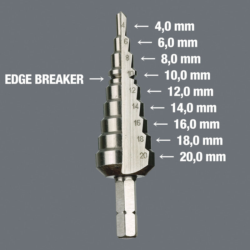 Wera 05104672001 843 Stepped drill bits, 4-20 mm, 75 mm