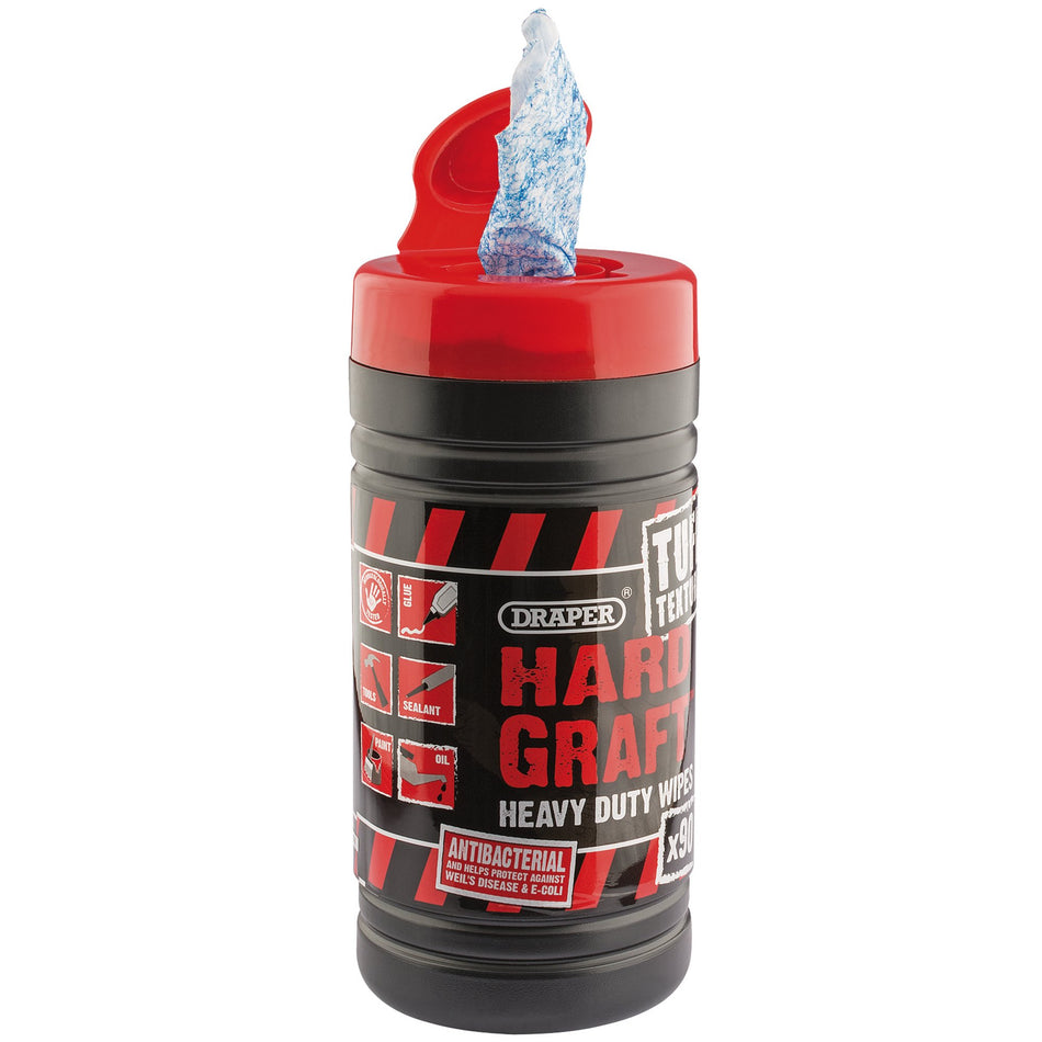Draper 84712 Draper 'Hard Graft' Tuff Texture Heavy Duty Wipes (Tub of 90)