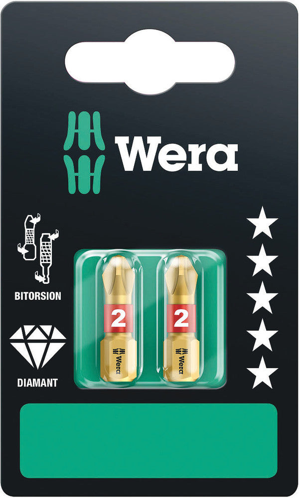 Wera 05073335001 851/1 BDC SB bits, PH 2 x 25 mm, 2 pieces