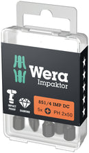 Wera 05057656001 851/4 IMP DC PH DIY Impaktor PH bits, PH 2 x 50 mm, 5 pieces
