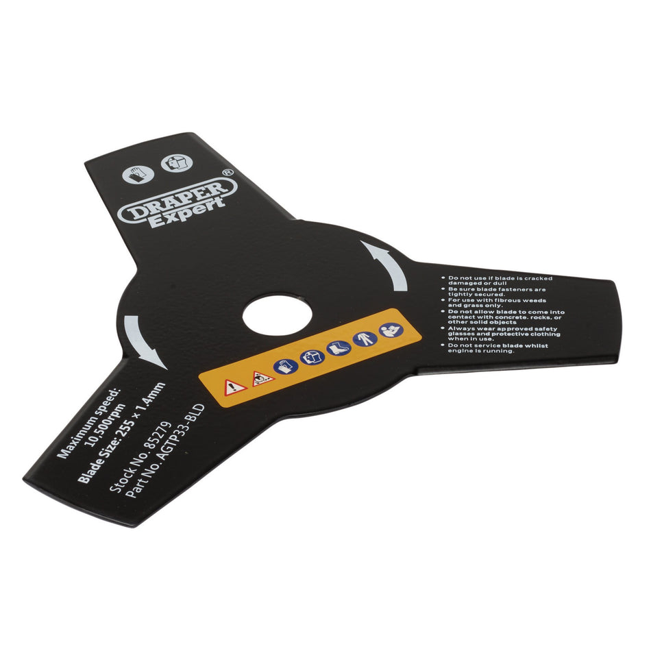 Draper 85279 3-Tooth Brush Cutter Blade, 255mm