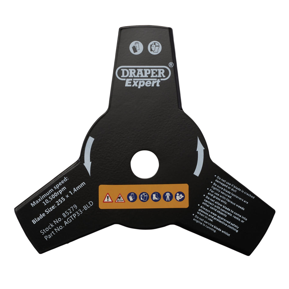 Draper 85279 3-Tooth Brush Cutter Blade, 255mm