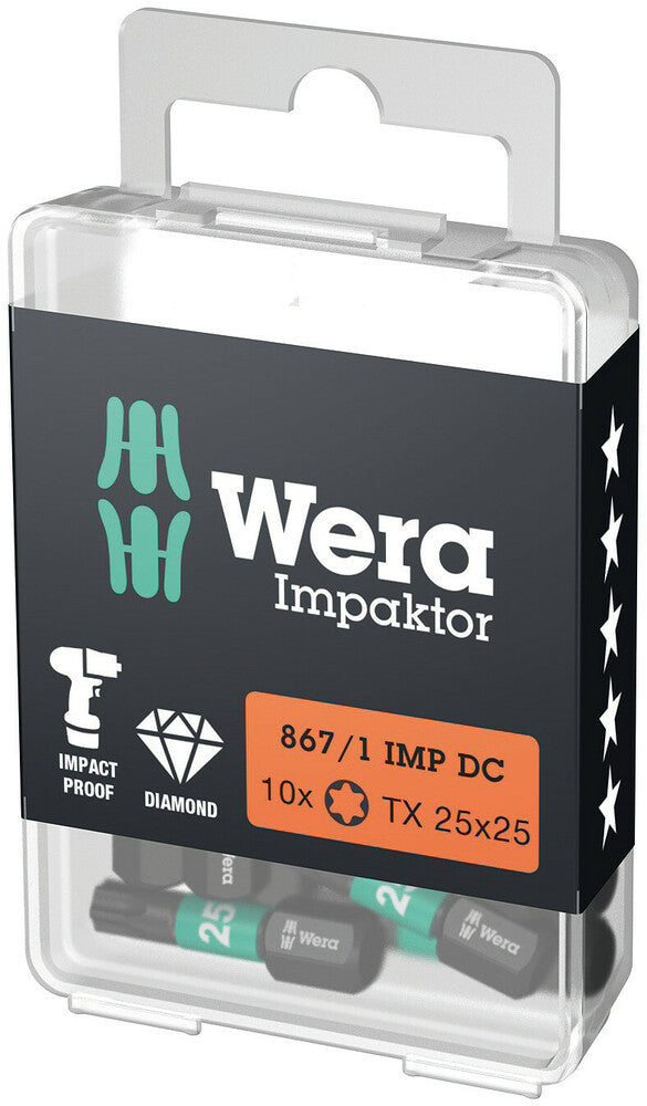 Wera 05057625001 867/1 IMP DC TORXÃ‚Â® DIY Impaktor bits, TX 25 x 25 mm, 10 pieces