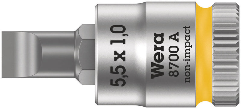 Wera 05003322001 8700 A FL Slotted screws Zyklop bit socket, 1/4" drive, 1.2 x 6.5 x 28 mm