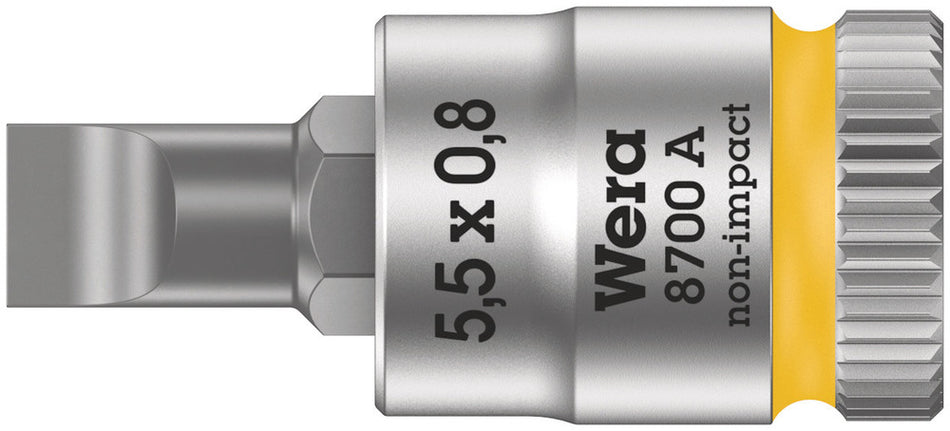 Wera 05003320001 8700 A FL Slotted screws Zyklop bit socket, 1/4" drive, 0.8 x 5.5 x 28 mm