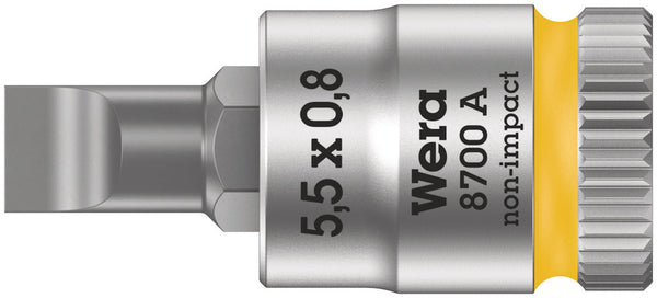 Wera 05003320001 8700 A FL Slotted screws Zyklop bit socket, 1/4" drive, 0.8 x 5.5 x 28 mm