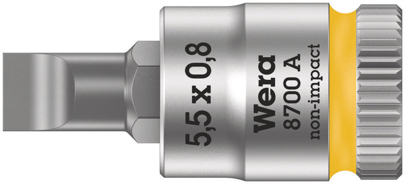 Wera 05003320001 8700 A FL Slotted screws Zyklop bit socket, 1/4" drive, 0.8 x 5.5 x 28 mm