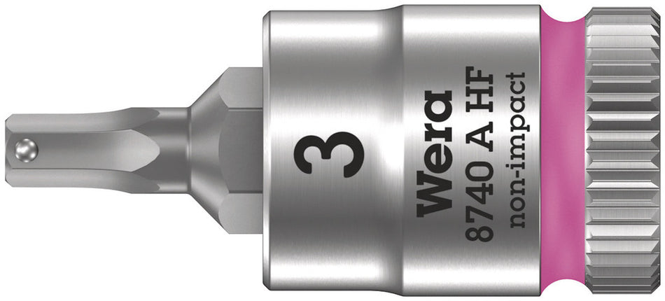 Wera 05003332001 8740 A HF Zyklop bit socket with holding function, 1/4" drive, 3 x 28 mm