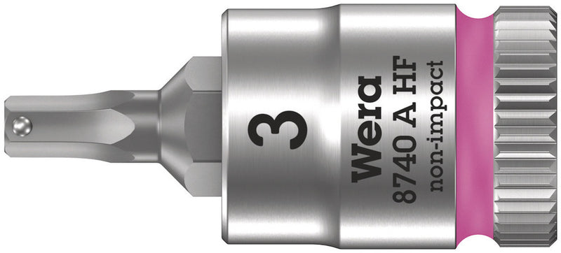 Wera 05003332001 8740 A HF Zyklop bit socket with holding function, 1/4" drive, 3 x 28 mm