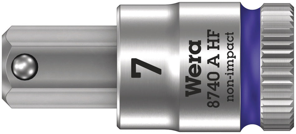 Wera 05003341001 8740 A HF Zyklop bit socket with holding function, 1/4" drive, 7 x 28 mm