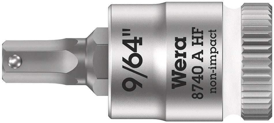 Wera 05003384001 8740 A HF Zyklop bit socket with holding function, 1/4" drive, 9/64" x 28 mm